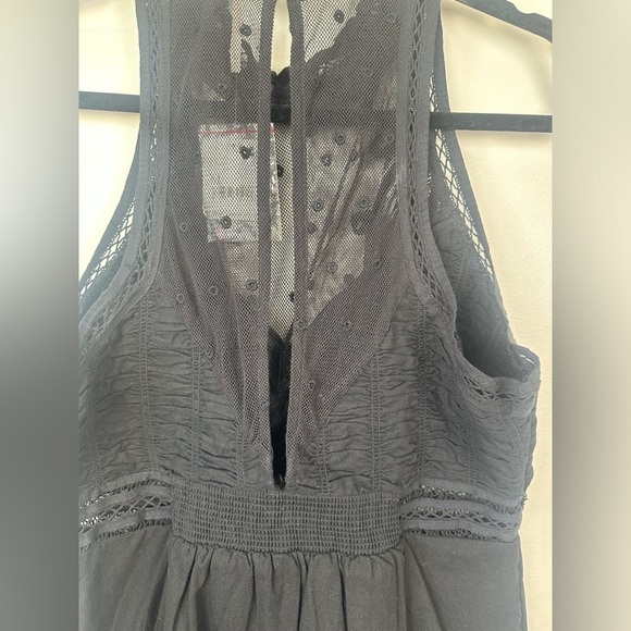 NWT Free People Valencia Embroidered Lace High Neck Mini Black Dress Size Medium - Picture 12 of 13